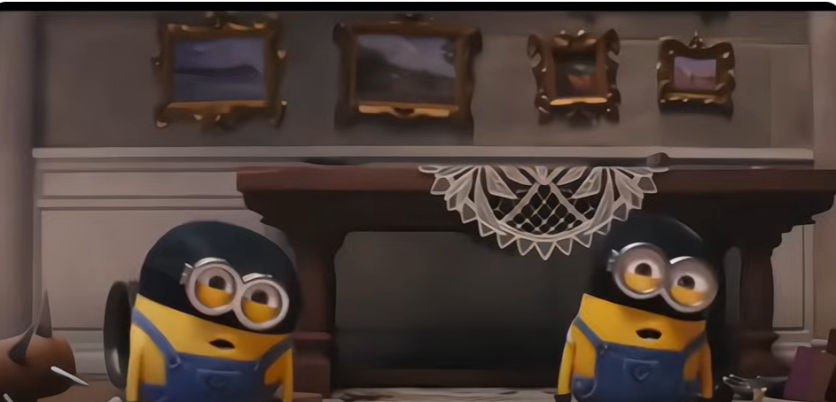 Minions dressed in heist gear of their own