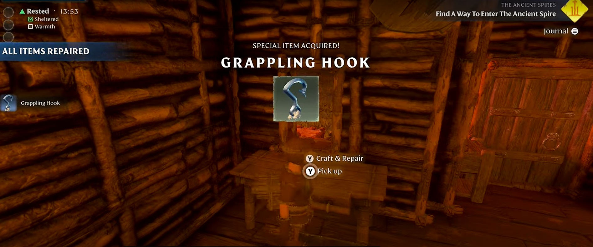 grappling hook enshrouded for ancient tower