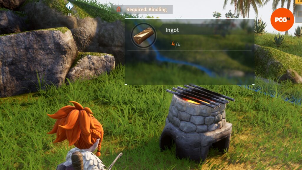Collecting ingots to craft a rocket launcher.