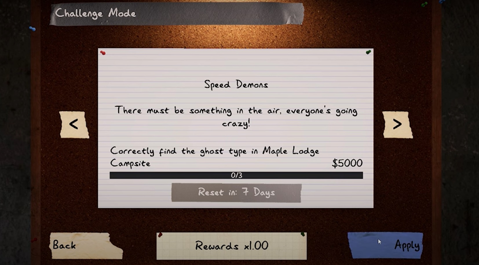 speed demons challenge in Phasmophobia