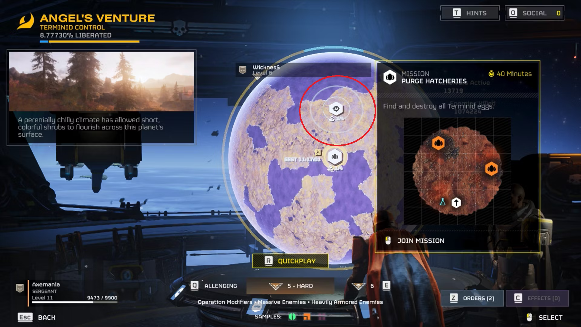 Mission Selection in Helldivers 2