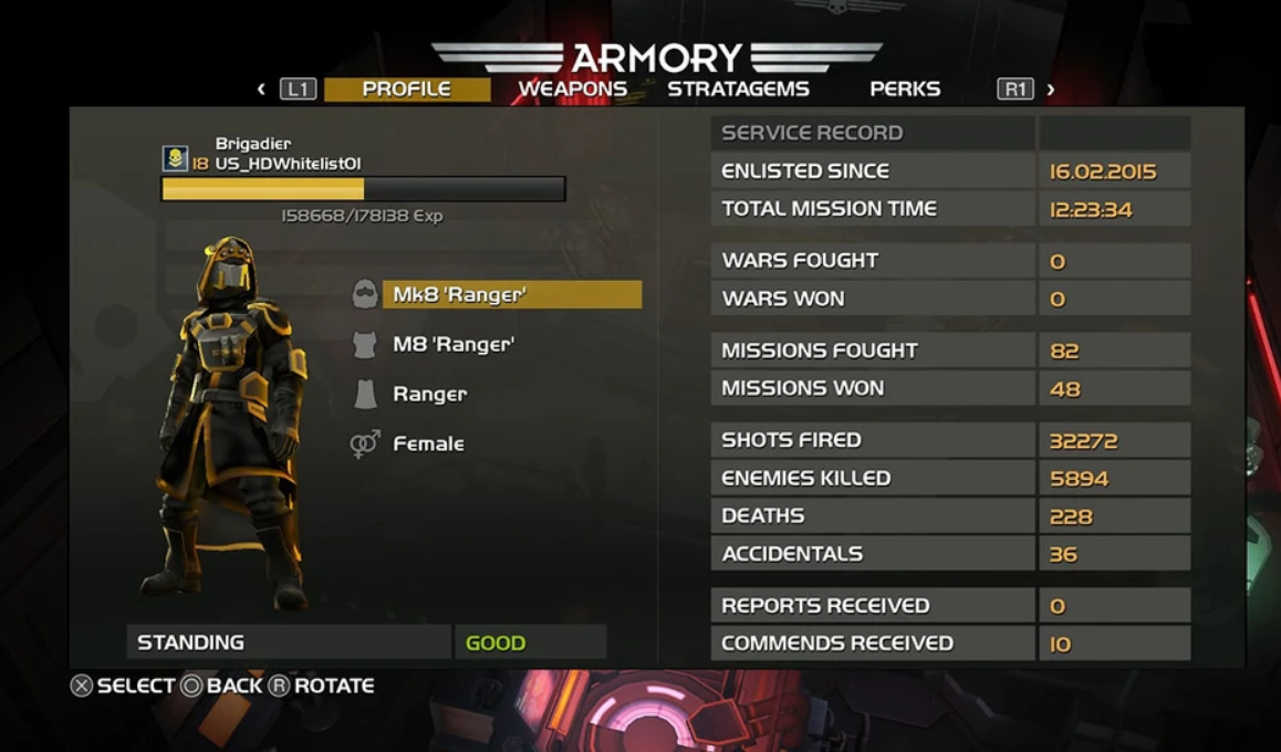 Players profile and acquisition in Helldivers 2