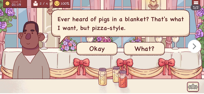 Customer ordering Pigs in a Blanket but in a pizza style