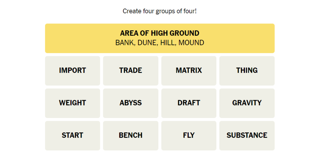 yellow category with mound meaning nyt