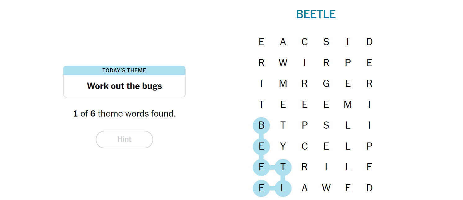 Work Out The Bugs Theme And Spangram Clue In Today's NYT Strands The