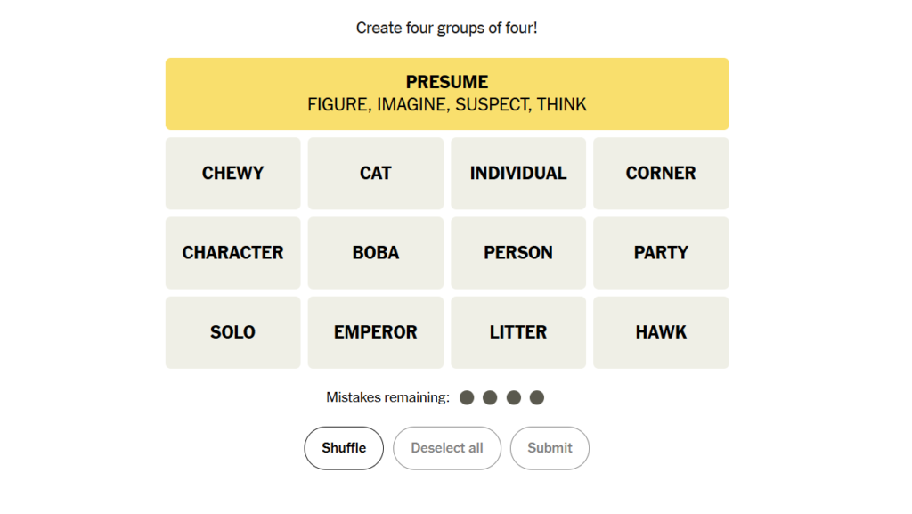 yellow group nyt connections 